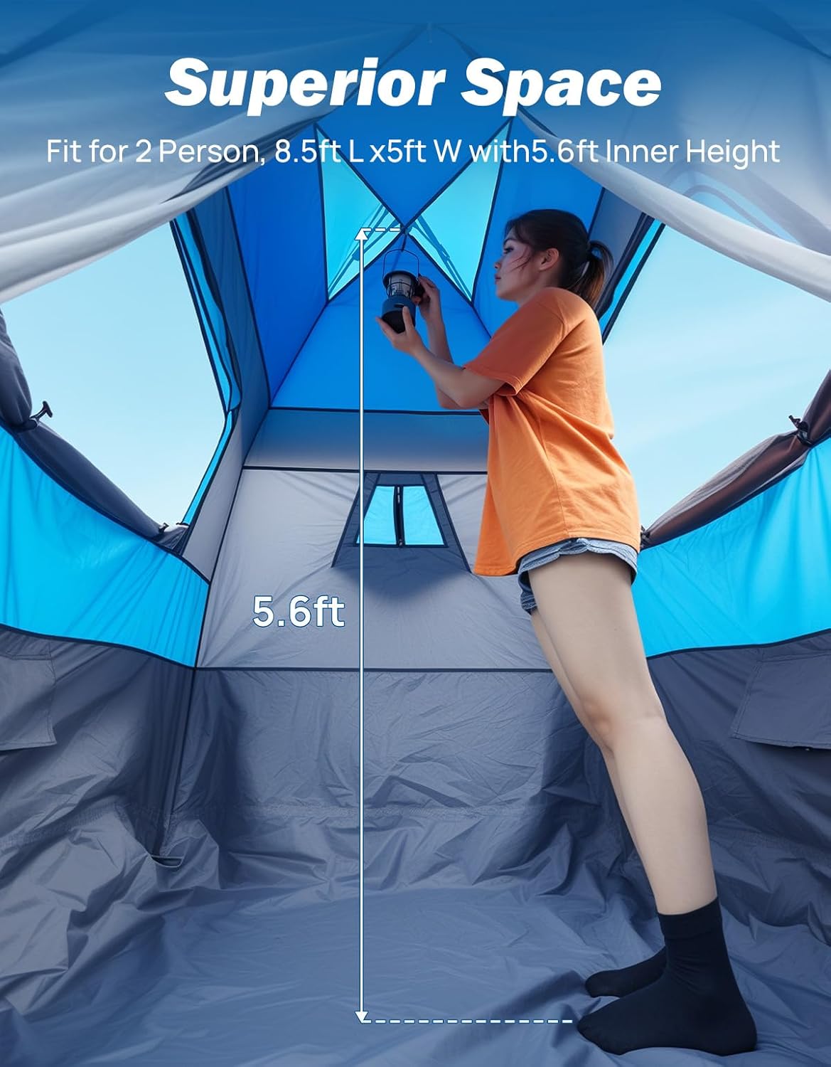 Truck Tent for 5'5" - 6'5" Truck Bed, Automatic Instant Setup Truck Camping Tent for 2 Person