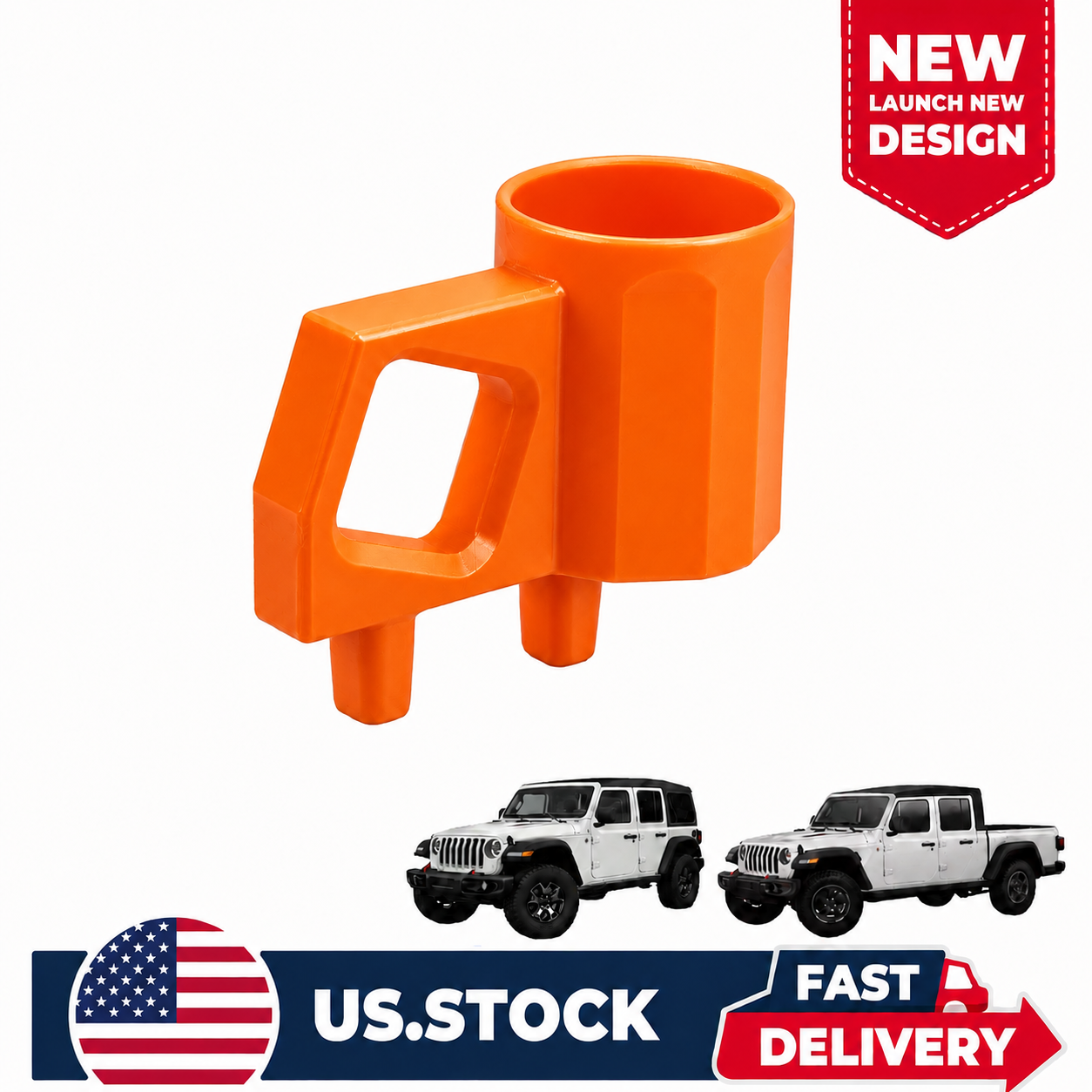 2-in-1 Cup Holder for Jeep Wrangler JL & Gladiator, Fits 18–40 oz Bottles