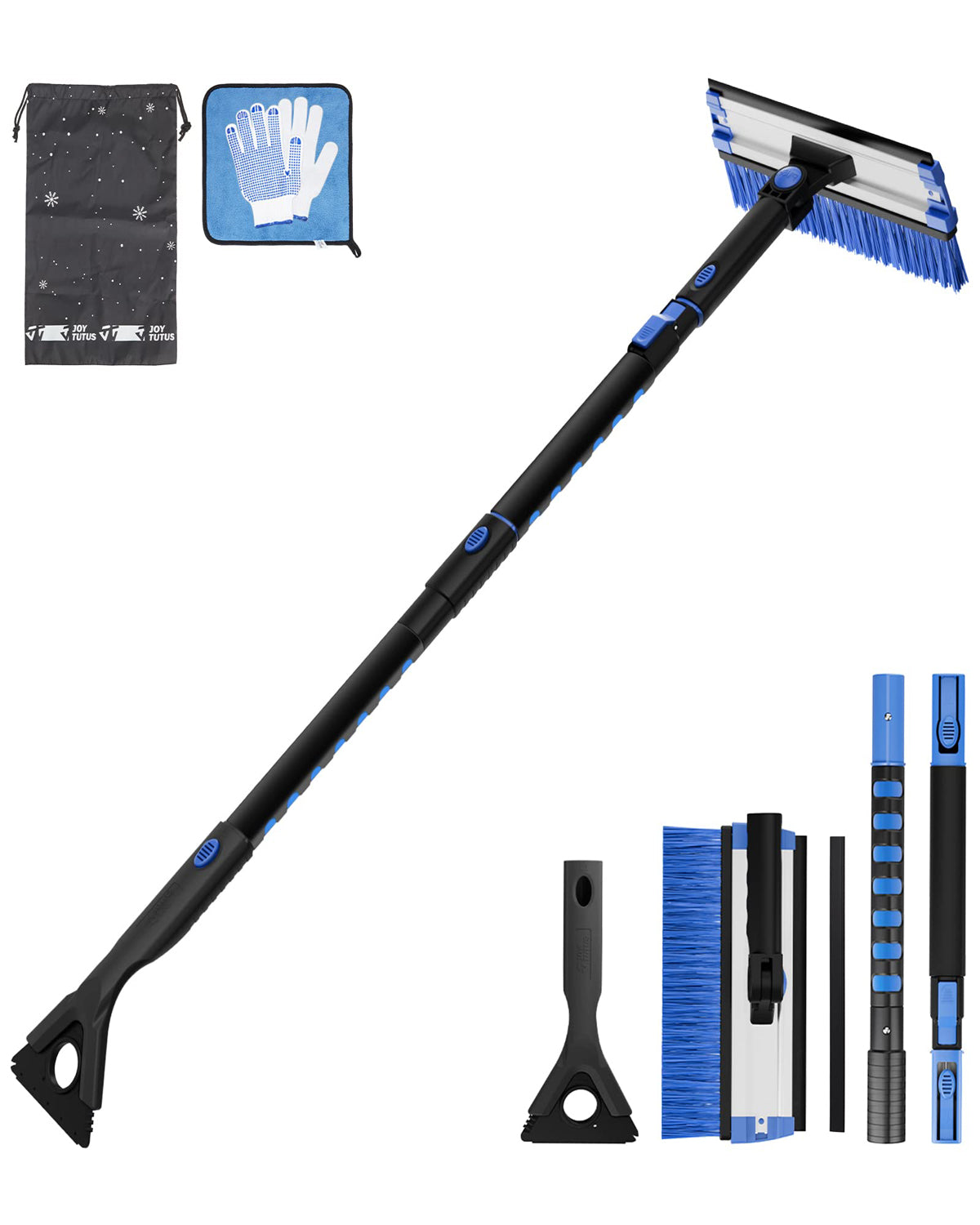 47.7″ Extendable Snow Brush and Ice Scraper, 270° Pivoting Snow Scraper Brush for Car Windshield