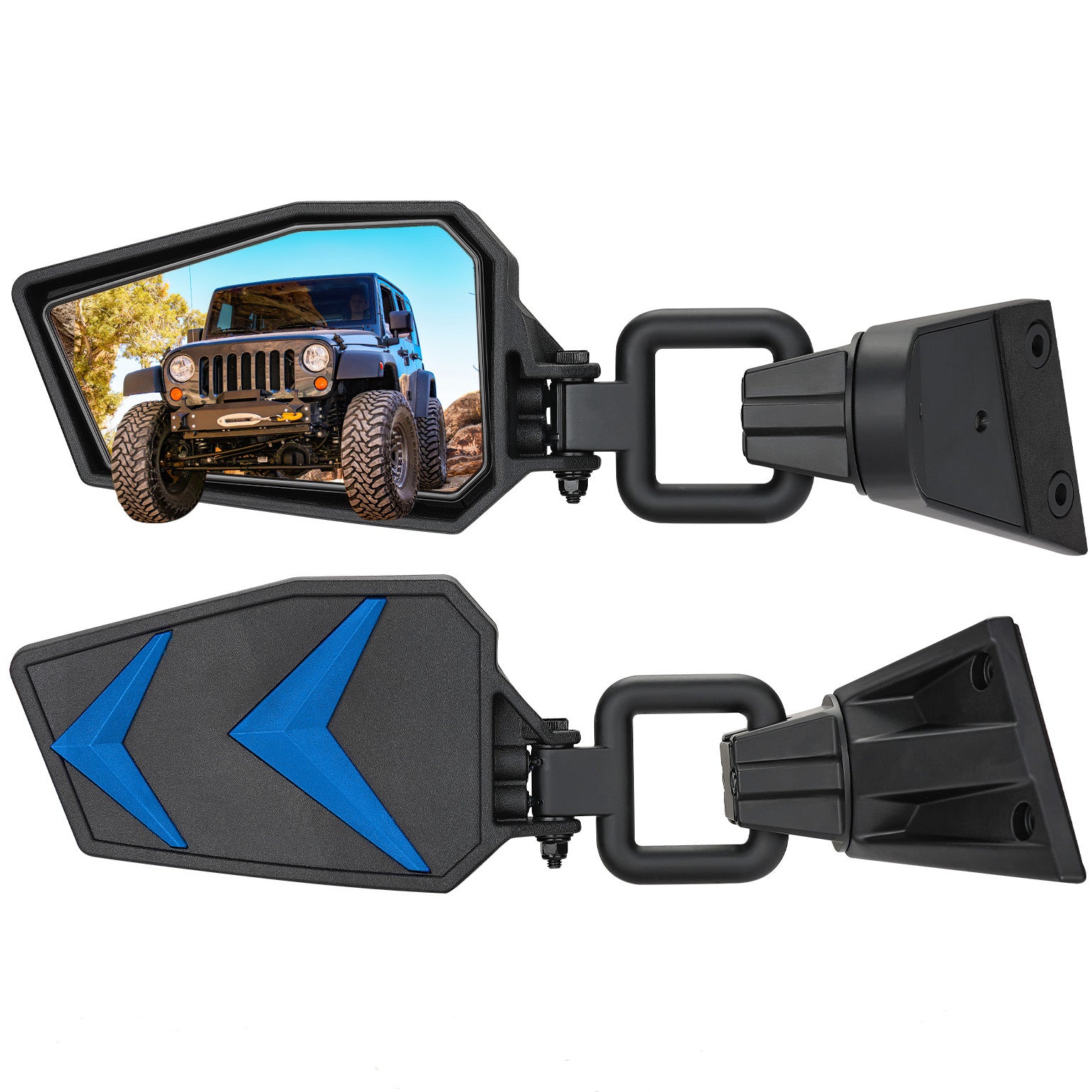 Wrangler Side Mirrors Doors Off Compatible with Wrangler JK TJ 1997-2018, No Vibrate & Wobble Side View Mirror with Black Orange Blue Red Inserts for Doors Off Driving(Not Fit JL)