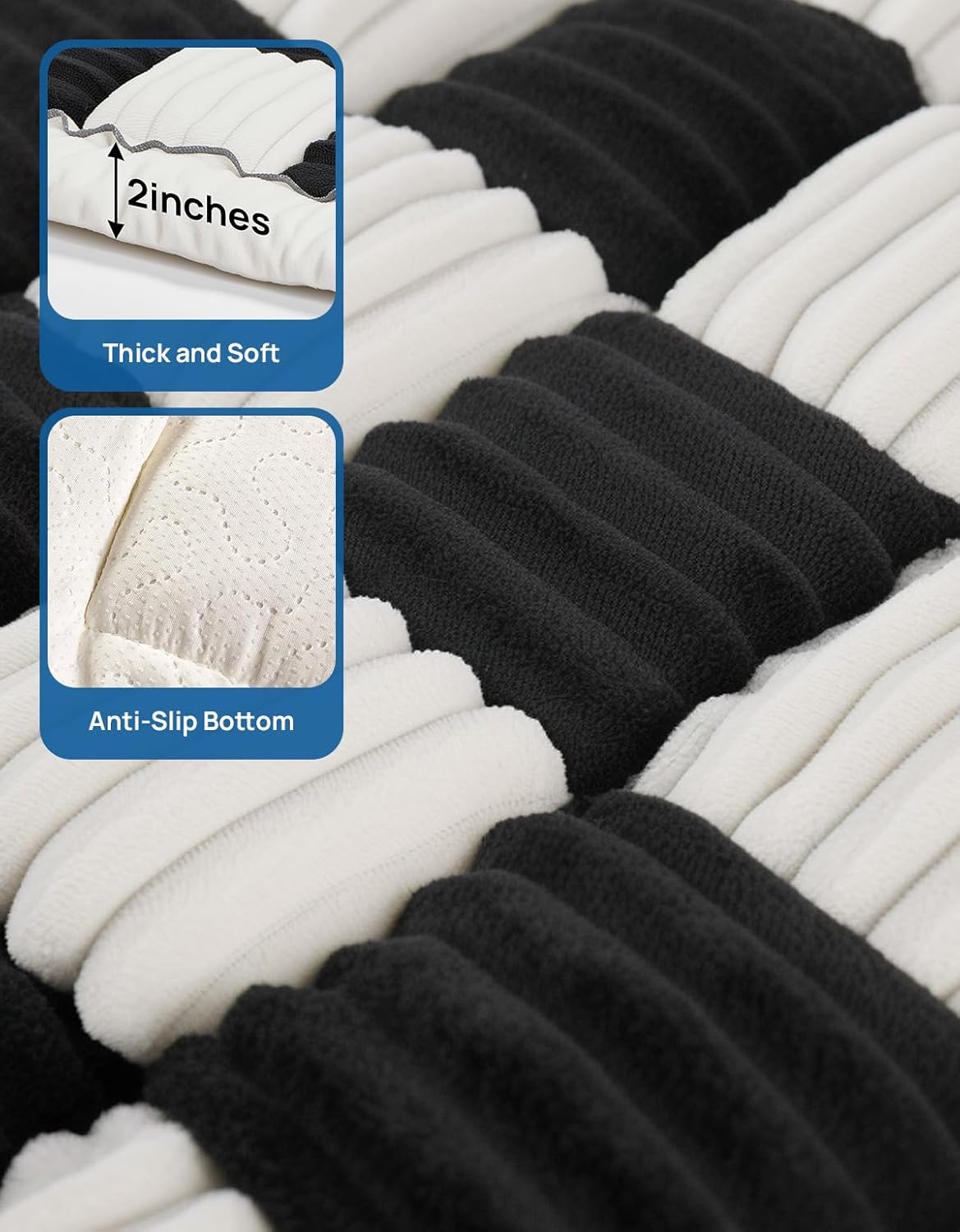 JOYTUTUS Dog Mat Bed for Back Seat Extender, Non-Slip Dog Bed Mat Custom Fit for Backseat Extenders (Black&White, 58 * 30 inches)