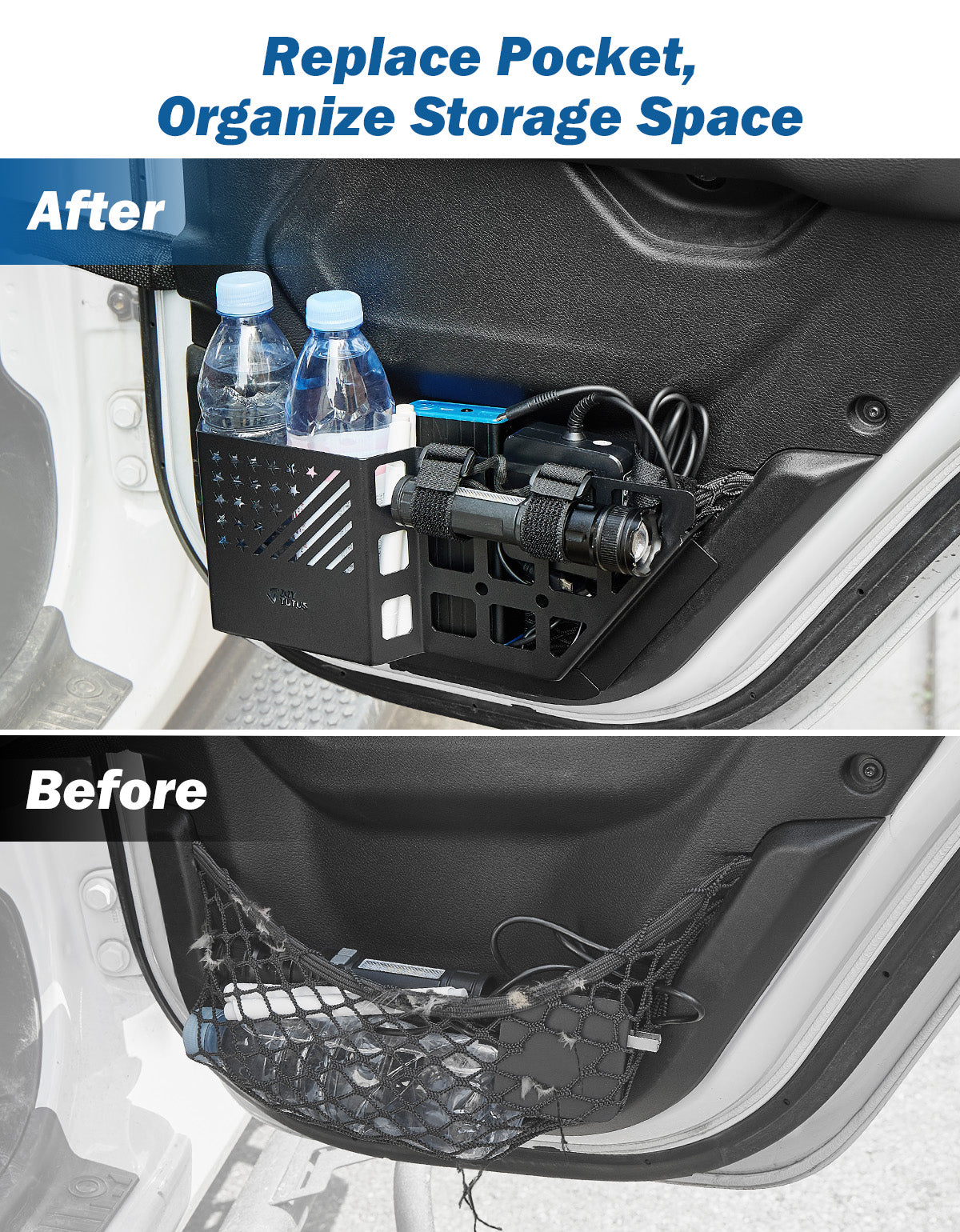 Rear Door Pocket Storage Box for Wrangler JL & Gladiator JT 2018–2023
