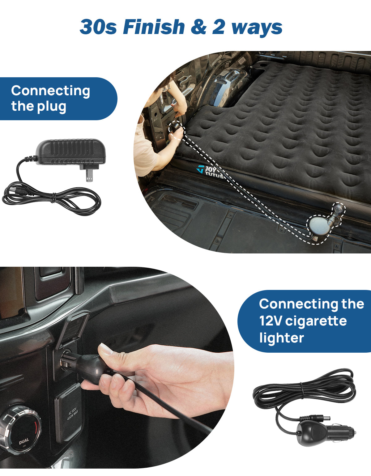 5.5–6.7ft Truck Bed Air Mattress, Inflatable Camping Mattress, Black