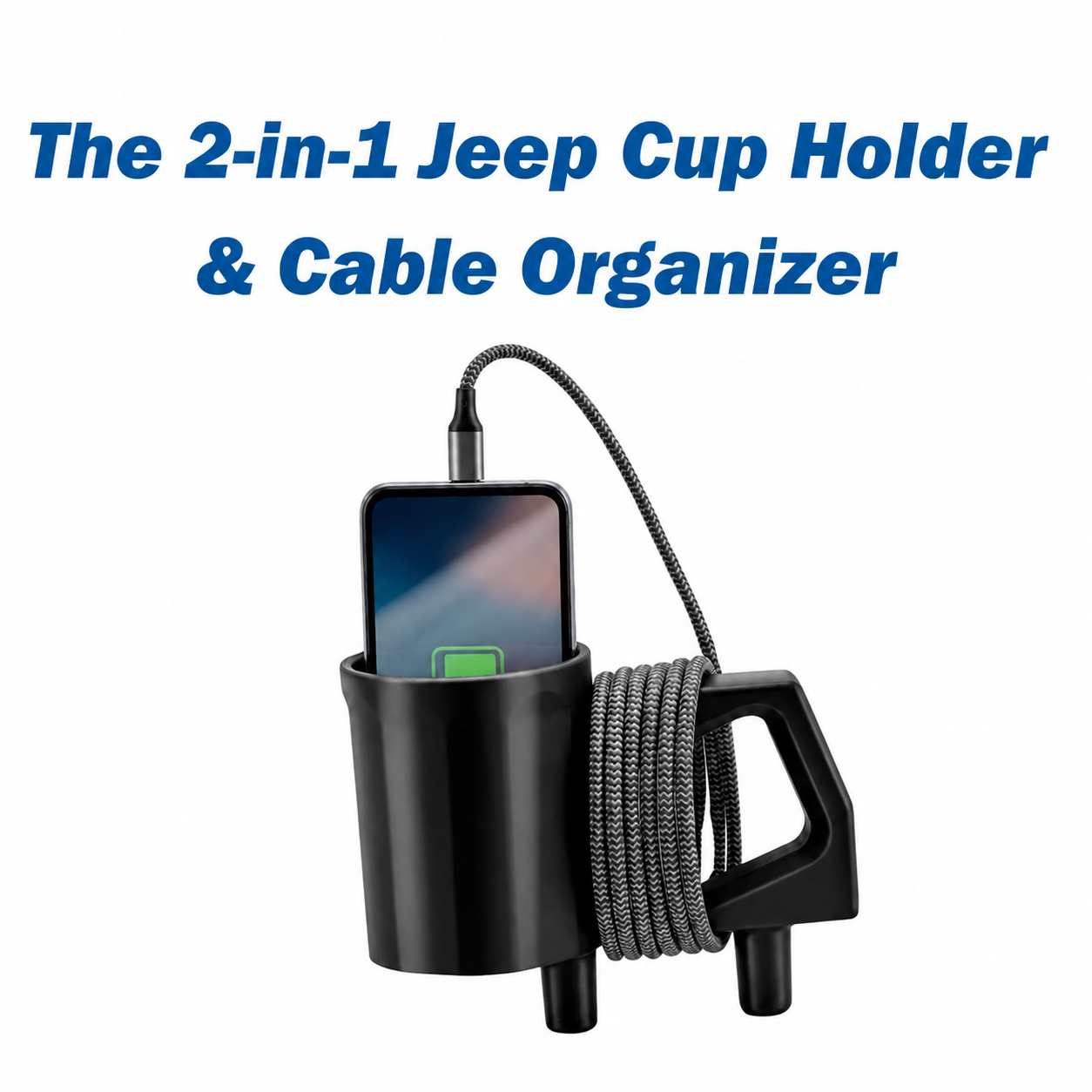 2-in-1 Cup Holder for Jeep Wrangler JL & Gladiator, Fits 18–40 oz Bottles