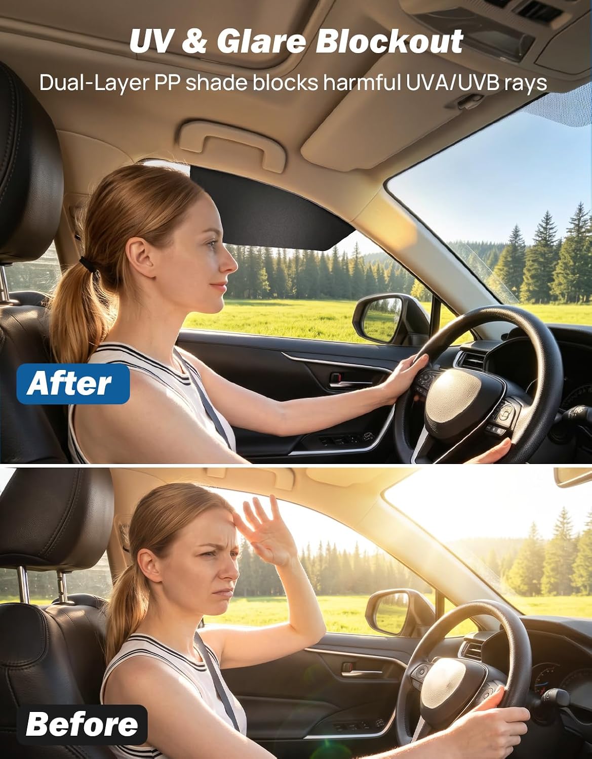 JOYTUTUS Car Window Shades, Side-Window Light Blocking Design Side-window sun blocking, anti-glare and UV coverage, slide-in adjustable panel fits sun shade side window