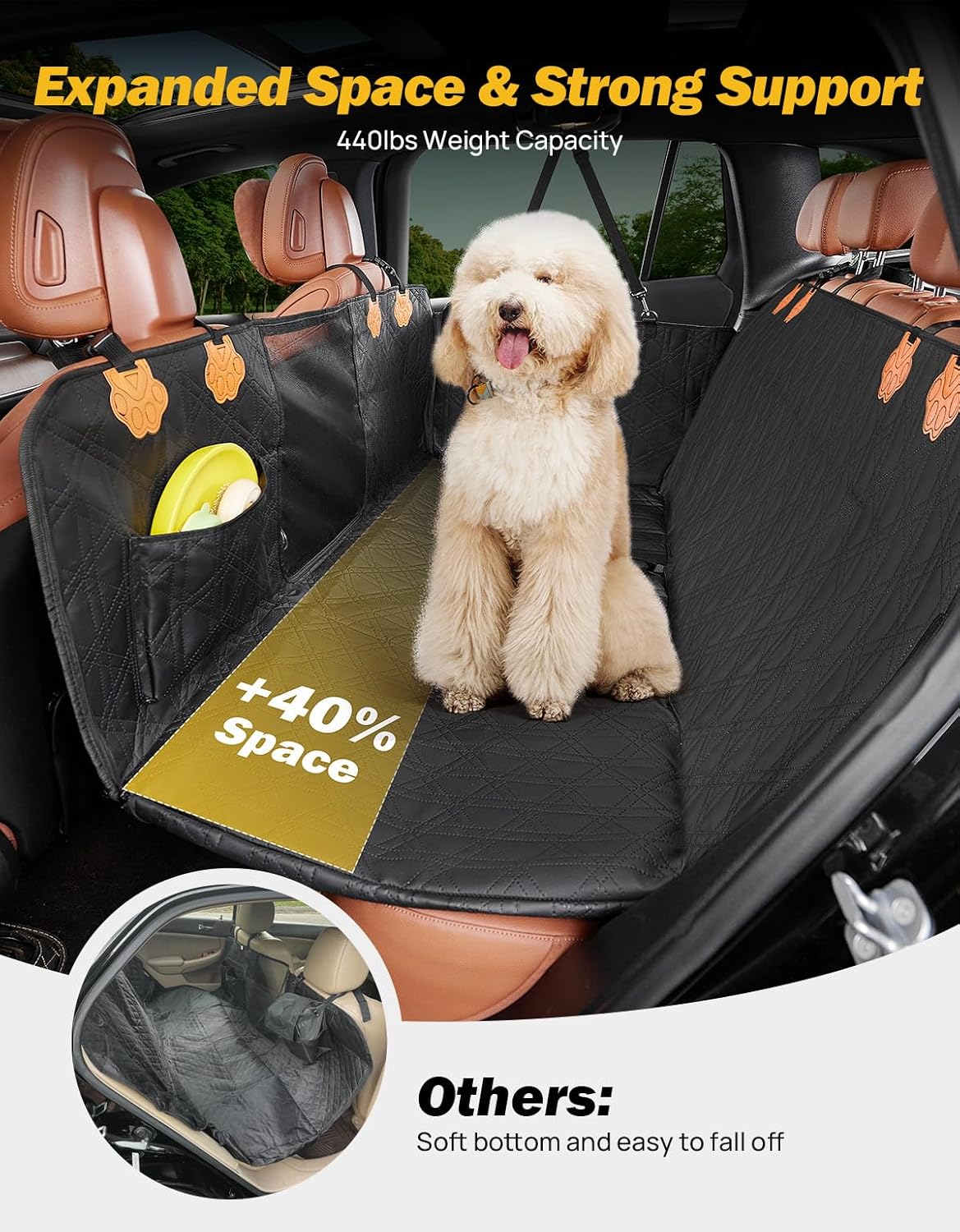 Dog Back Seat Extender with Hard Bottom – Truck & SUV Seat Cover