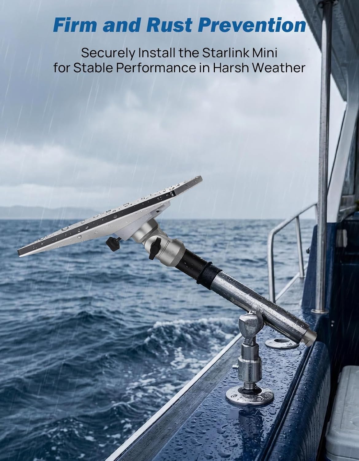 Starlink Mini Rod Holder Mount for Boats, Marine-Grade Adjustable Mount with Dual Locking System