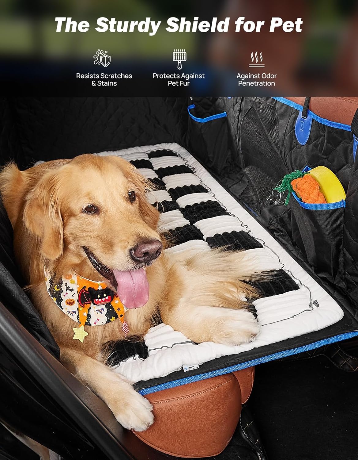 JOYTUTUS Dog Mat Bed for Back Seat Extender, Non-Slip Dog Bed Mat Custom Fit for Backseat Extenders (Black&White, 51 * 24 inches)