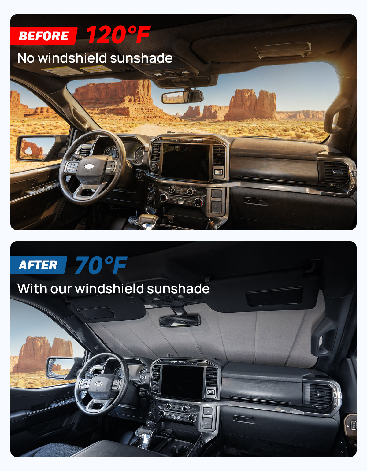 Windshield Sun Shade for Ford F150 F250 F350 (2015–2026)