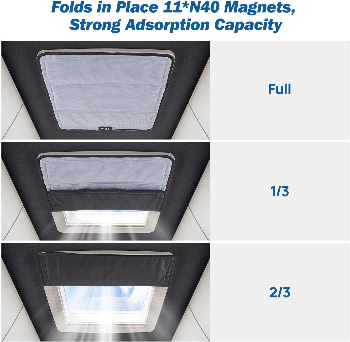 JOYTUTUS Rv Vent Covers for Roof Magnetic Vent Covers Foldable Insulated Blackout Skylight Cover for MaxxAir Fan, Fantastic Fan 16.5" x 16.5" Gray