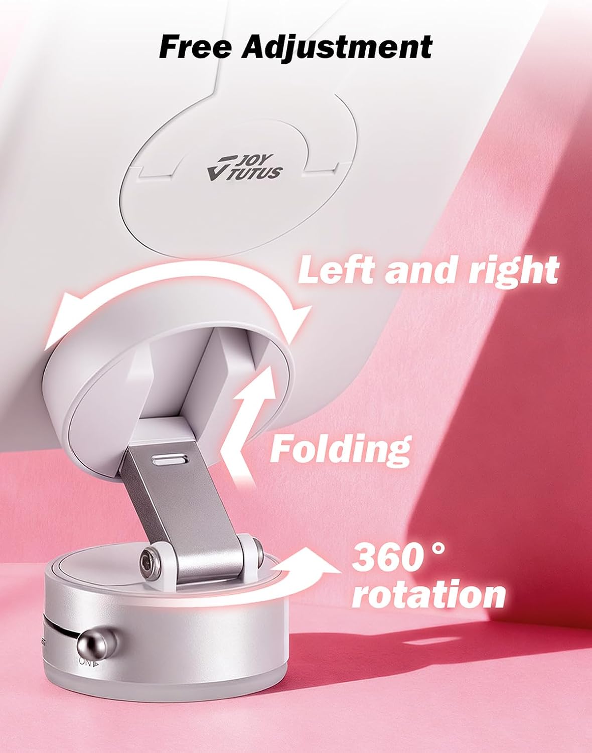 JOYTUTUS Car Vanity Mirror Suction Cup with Lights, Makeup Mirror with 3 Lighting Modes, Rechargeable Dimmable Touch Control Travel with 360 Rotation for Truck SUV Sedans
