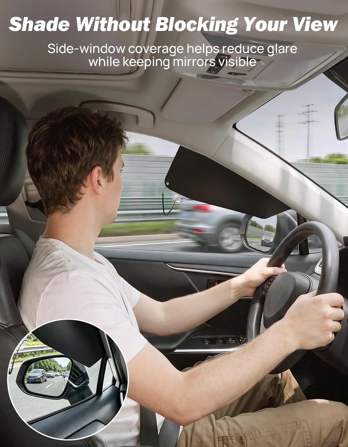 JOYTUTUS Car Window Shades, Side-Window Light Blocking Design Side-window sun blocking, anti-glare and UV coverage, slide-in adjustable panel fits sun shade side window