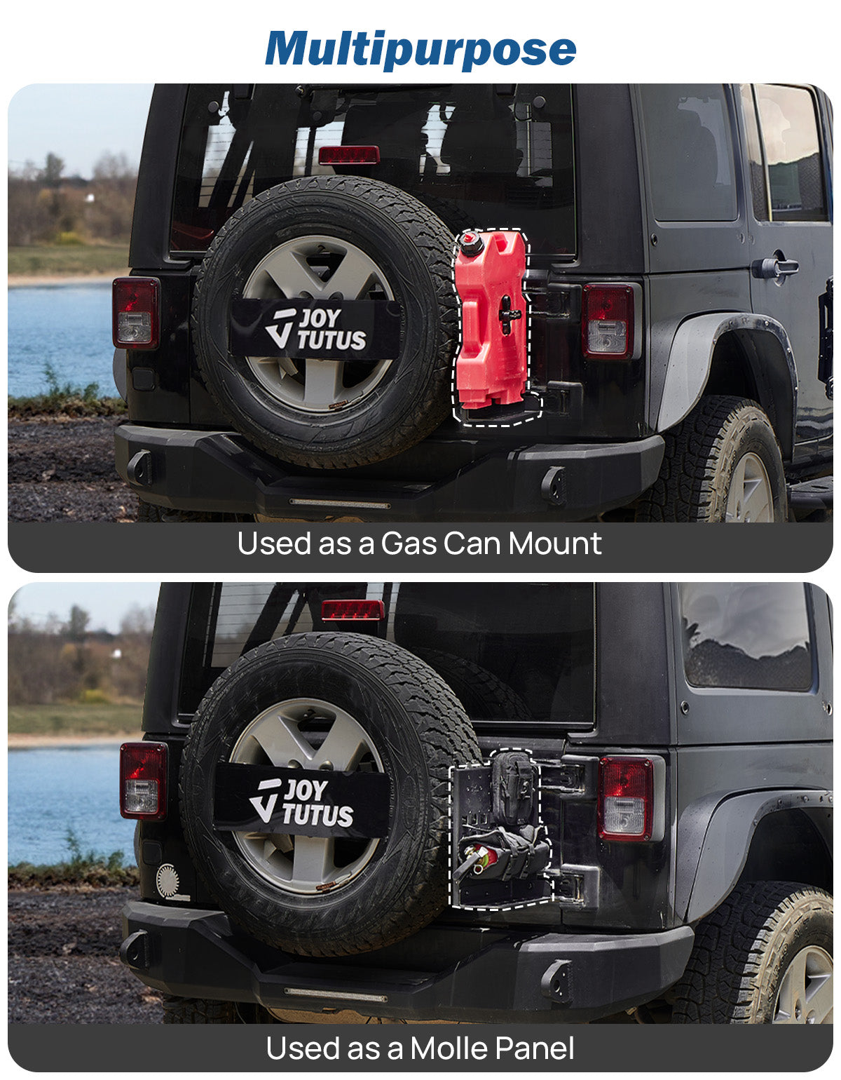 Gas Can Mount for Wrangler JK 2007-2018 with Versatile Molle Panel and 220LBS Step