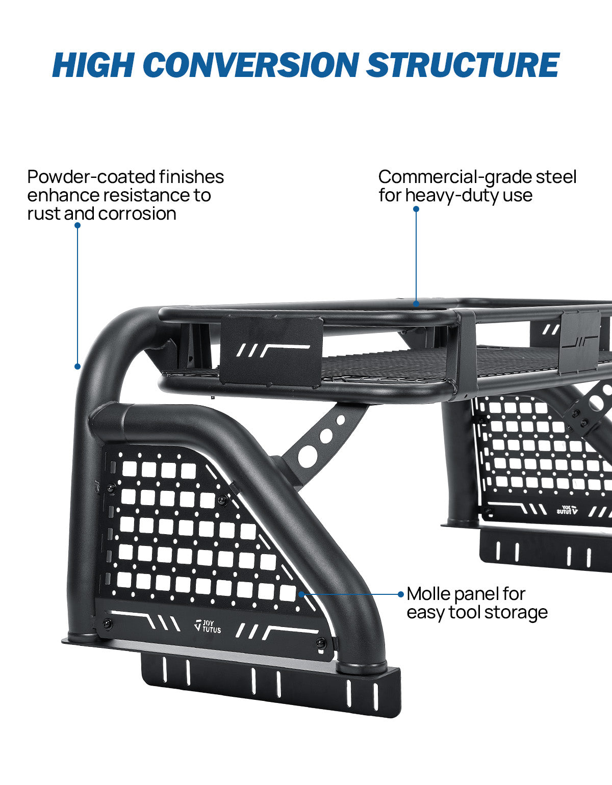 Truck Roll Bar with Cargo Basket for Gladiator JT & Tacoma – Heavy-Duty Mid-Size Truck Chase Rack