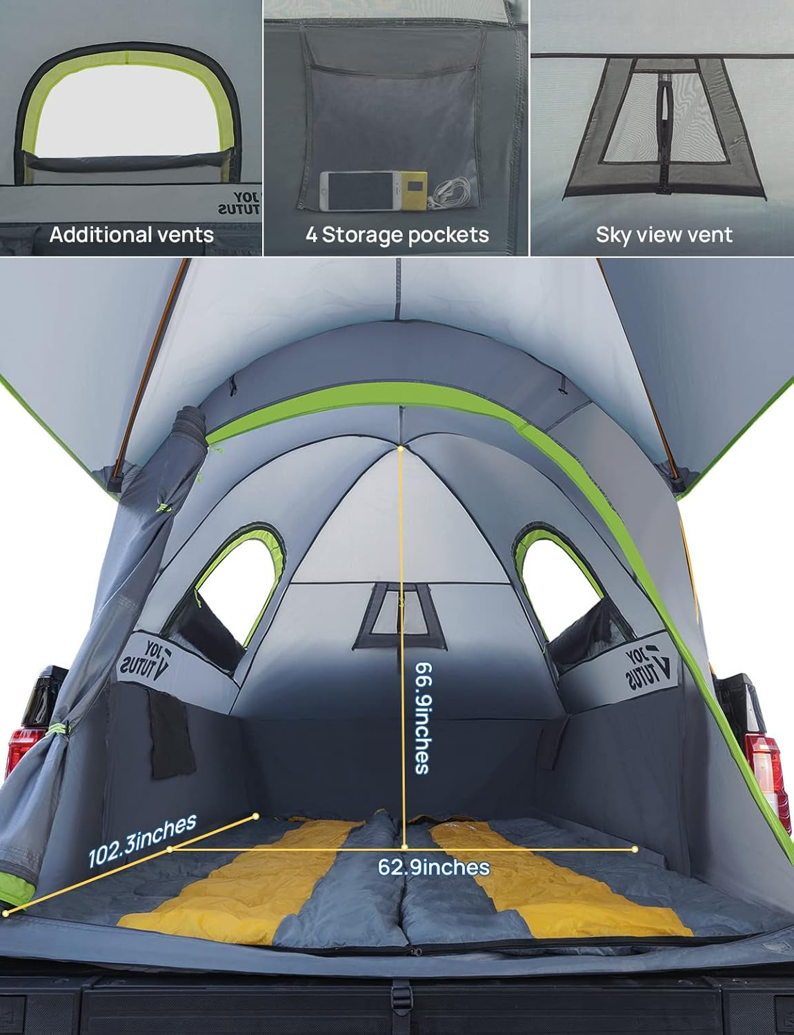 Pickup Truck Tent Bed Tent with Removable Awning - Aluminum Rod