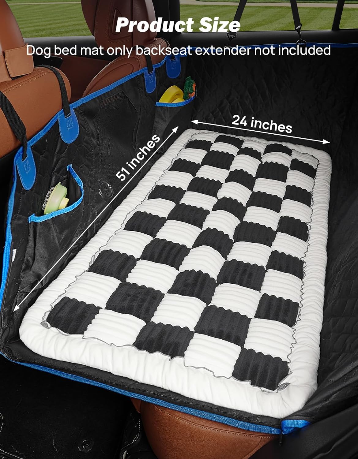 JOYTUTUS Dog Mat Bed for Back Seat Extender, Non-Slip Dog Bed Mat Custom Fit for Backseat Extenders (Black&White, 51 * 24 inches)