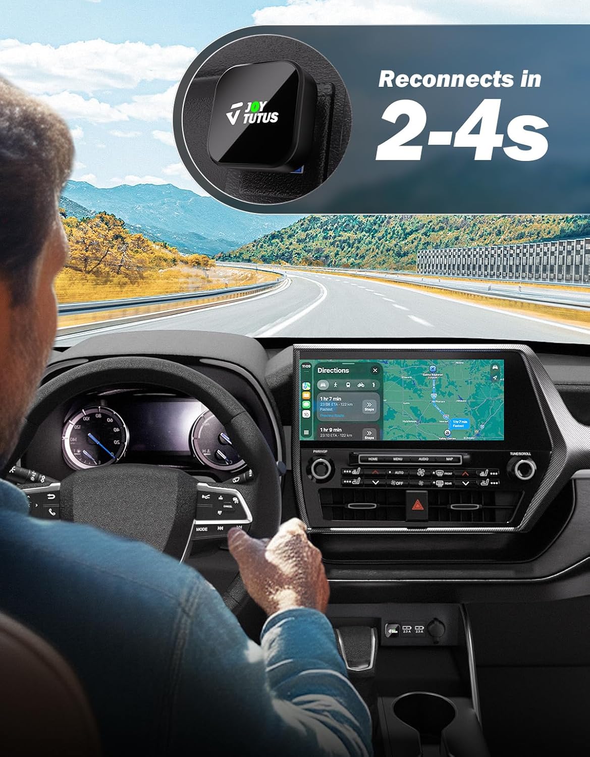 JOYTUTU Wireless CarPlay Adapter, 3 in 1 Wired to Wireless for iphone CarPlay & Android Auto, Adapter Compatible with USB C & Type C, Mini Cube Design for Cars with Built-in Wired