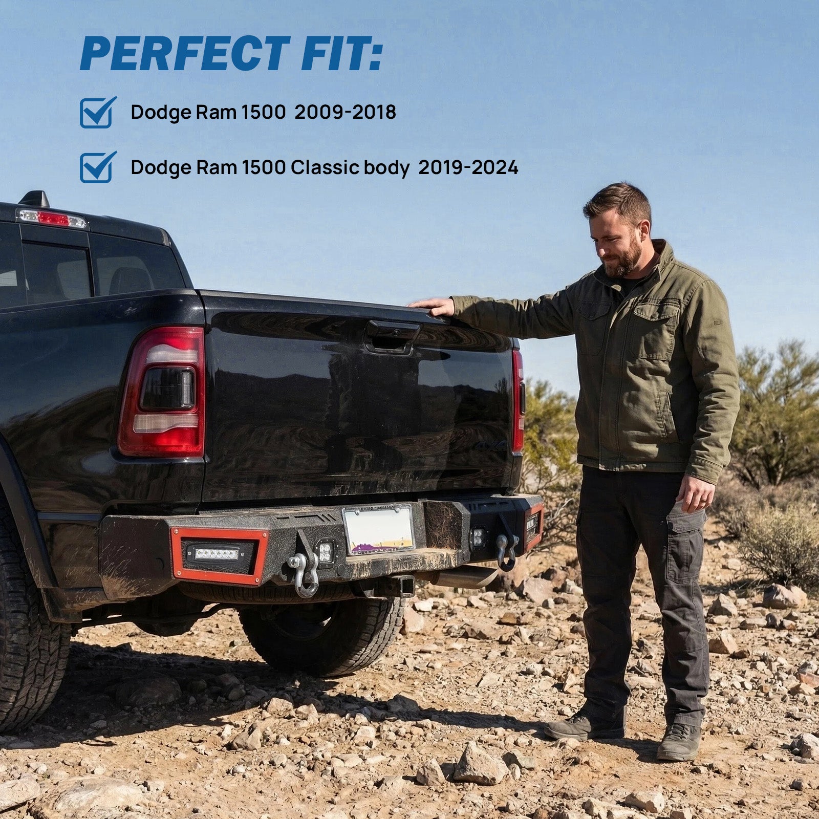 Ram 1500 Rear Bumper with LED Lights (2009–2018 & 2019–2024 Classic)