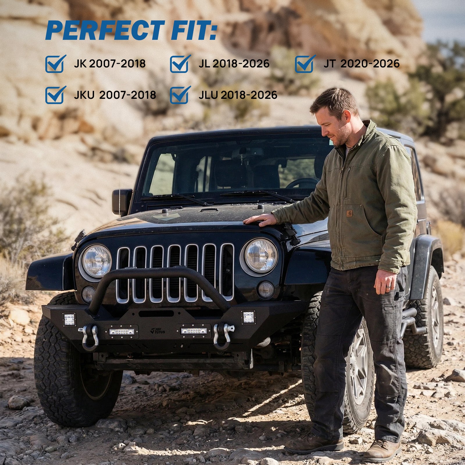 Jeep Wrangler JK, JL & Gladiator JT Front Bumper with 4 LED Lights