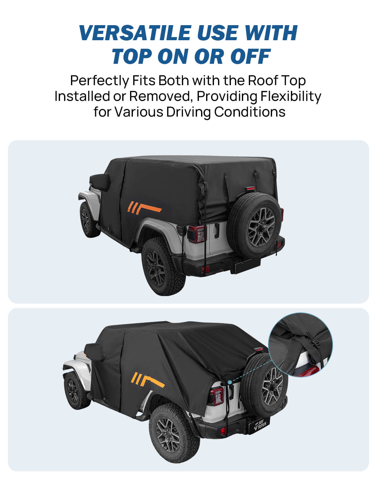 Cab Cover for Wrangler JK/JL 4-Door 2007–2026, Waterproof All-Weather