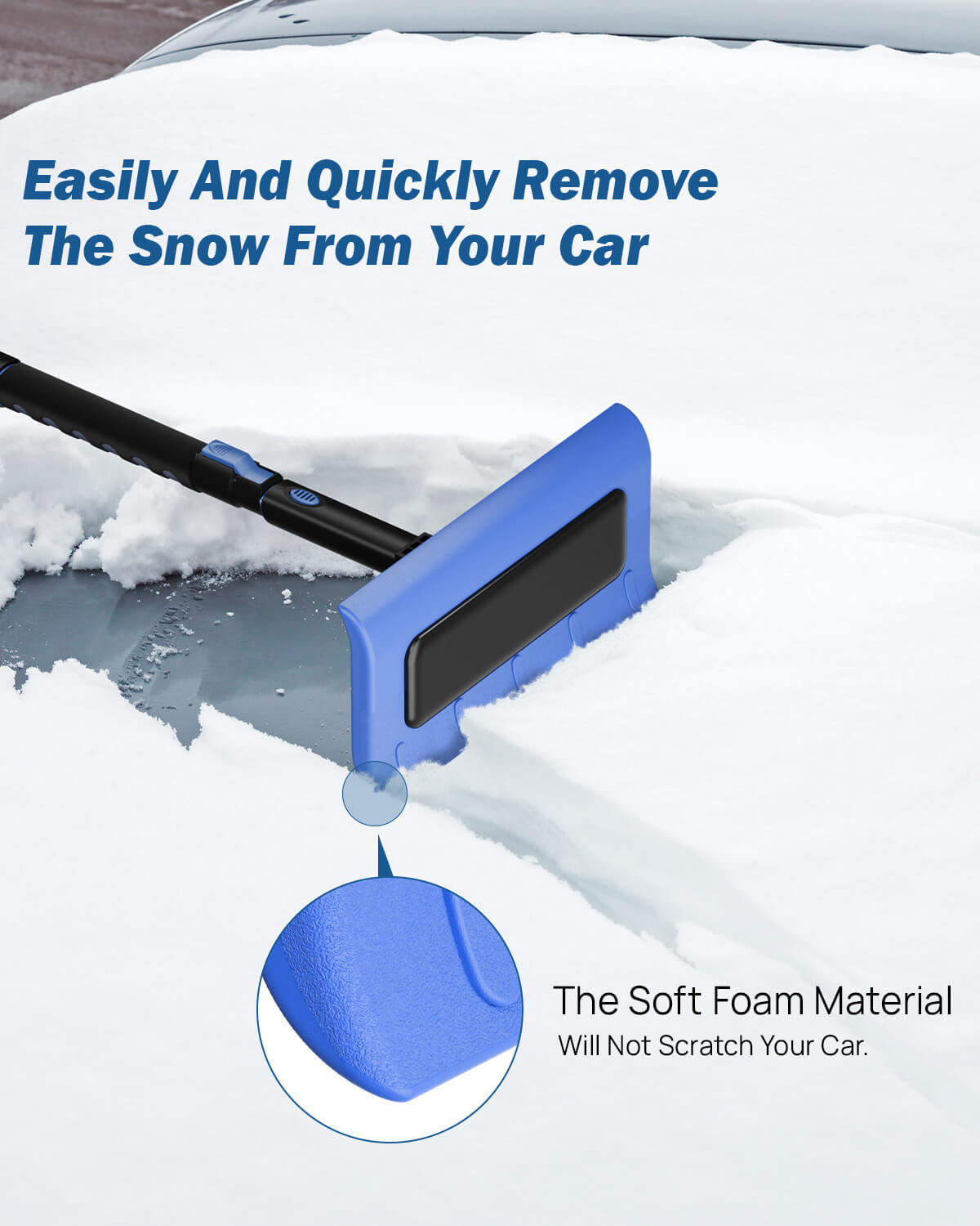 61" Adjustable Snow Brush and Ice Scraper Extendable for Car