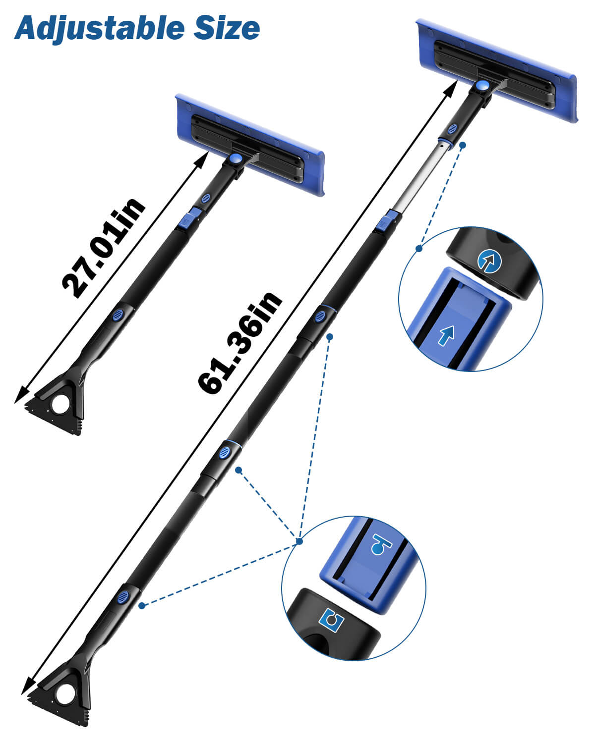61" Adjustable Snow Brush and Ice Scraper Extendable for Car