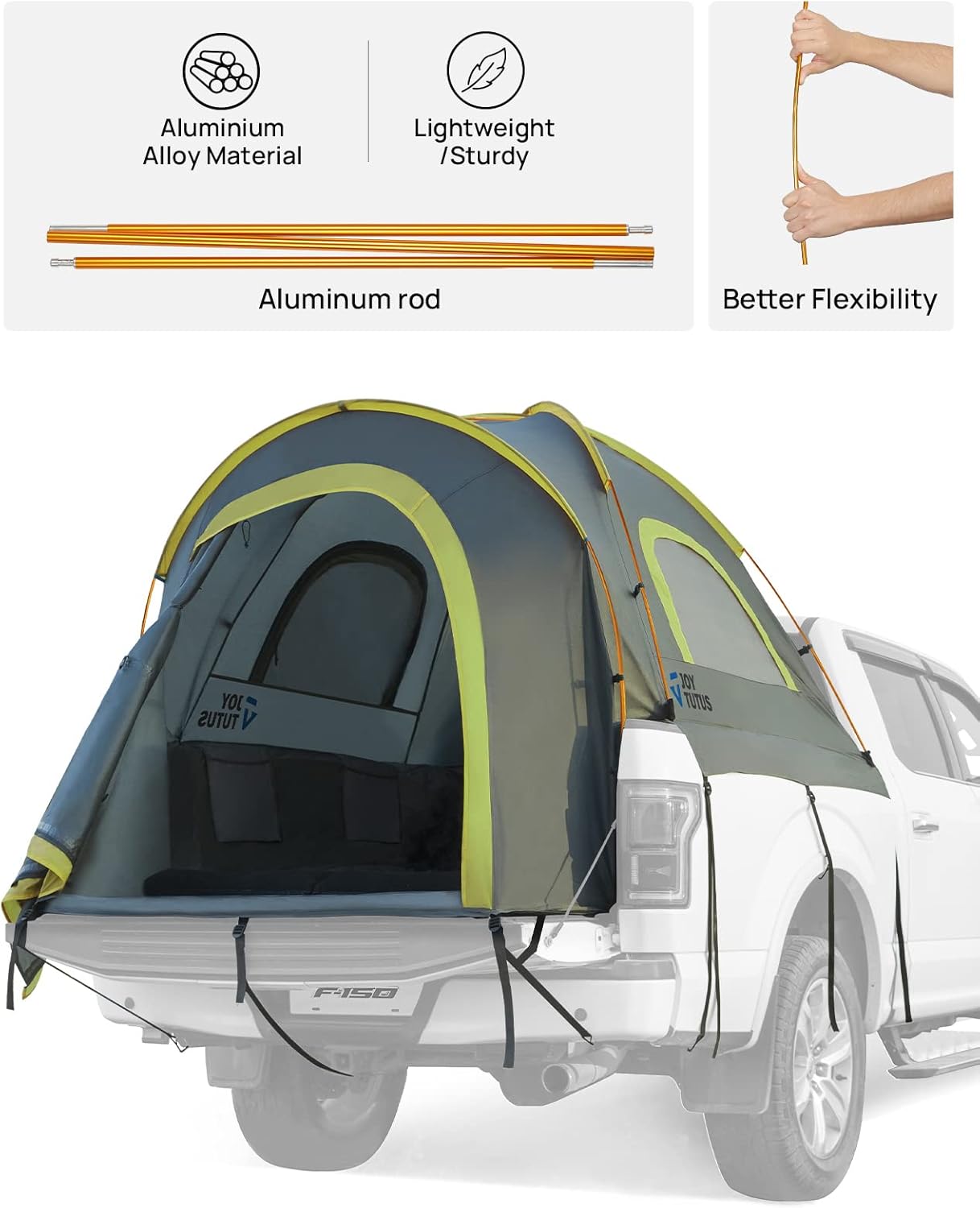 5 ft Pickup Truck Tent 2.0, PU2000mm Waterproof Double-Layer Tent