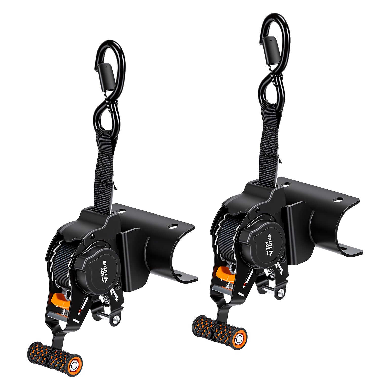 Retractable Ratchet Straps for Round Tube – 10 ft, 1,500 lb, 2-Pack