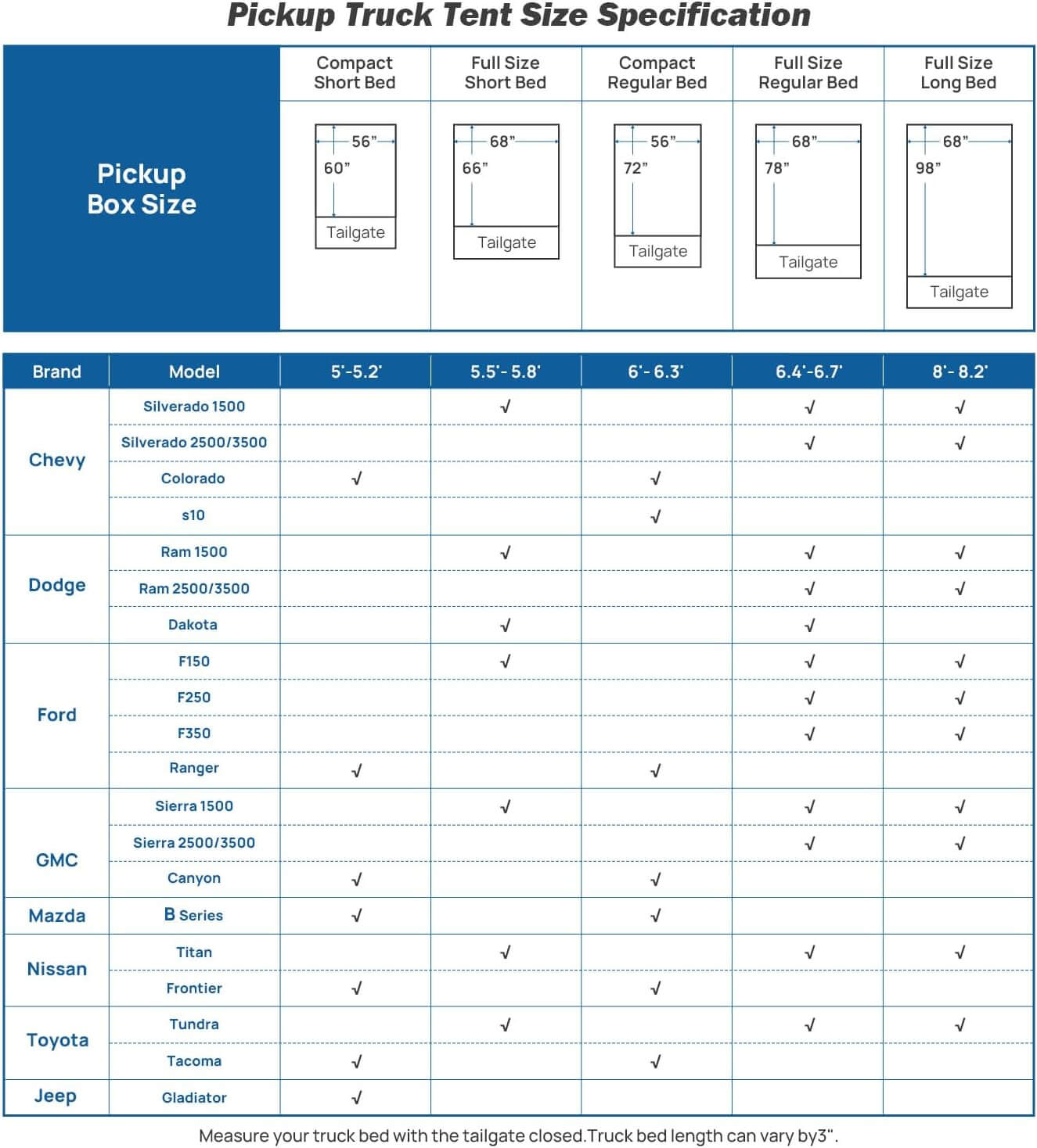 5–5.2 ft Truck Bed Air Mattress for Short Beds with Extension