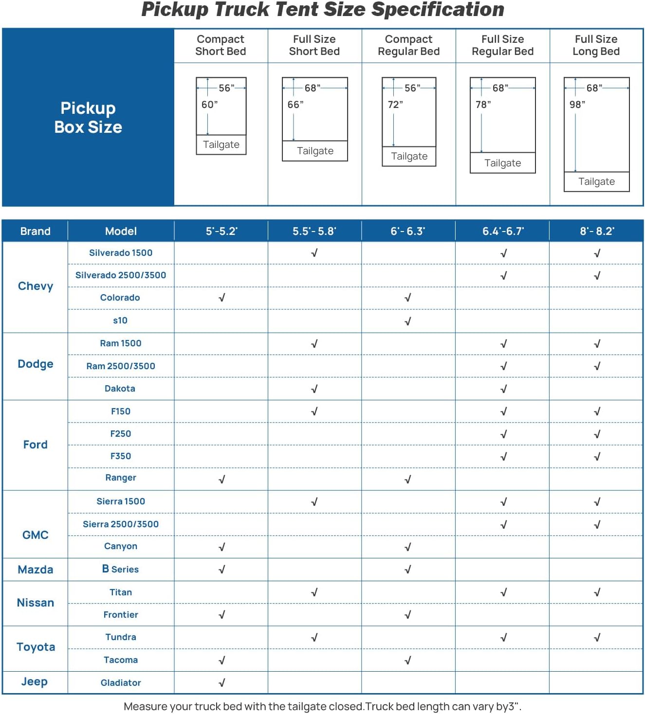 5 ft Pickup Truck Tent 2.0, PU2000mm Waterproof Double-Layer Tent