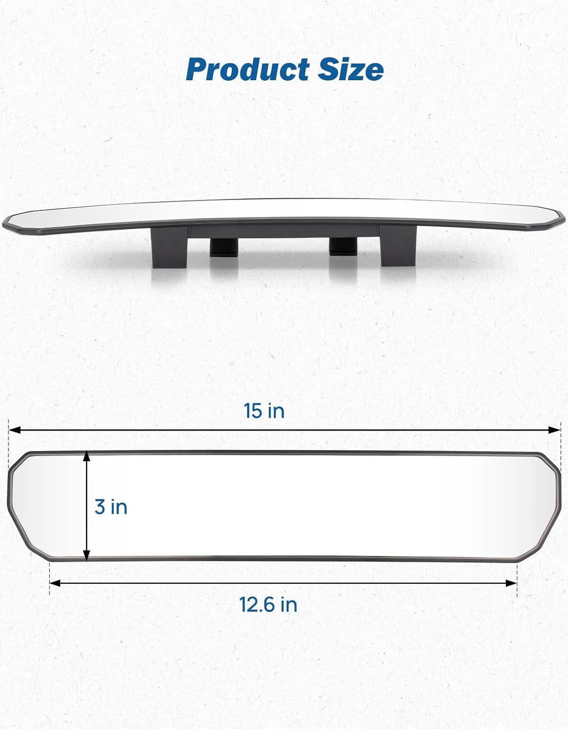 JOYTUTUS 15” Panoramic Rear View Mirror, Clip-On Large Rearview Extender for Safer Driving & Parking, Universal Wide Angle Rear View Mirror for Car/SUV/Truck