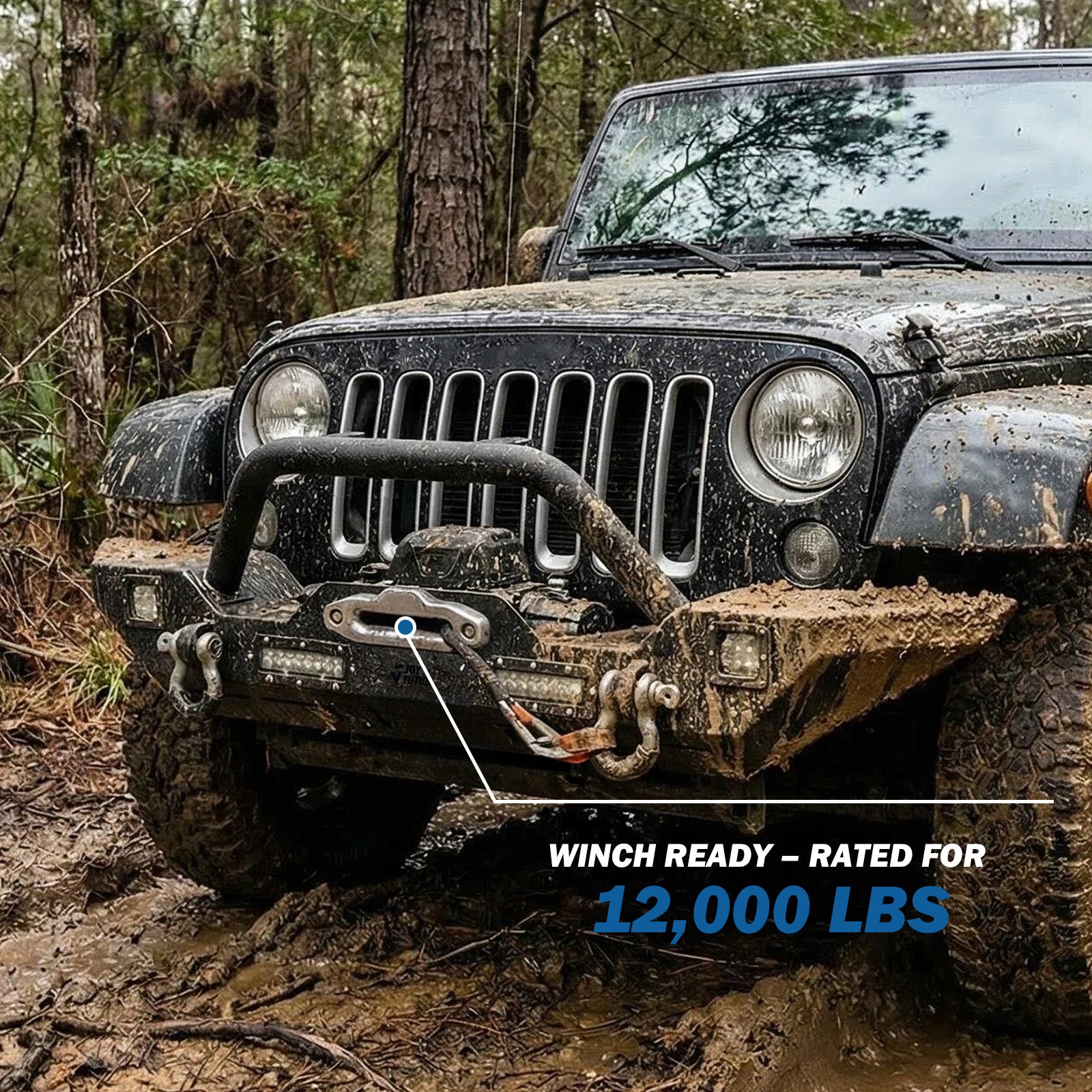 Jeep Wrangler JK, JL & Gladiator JT Front Bumper with 4 LED Lights