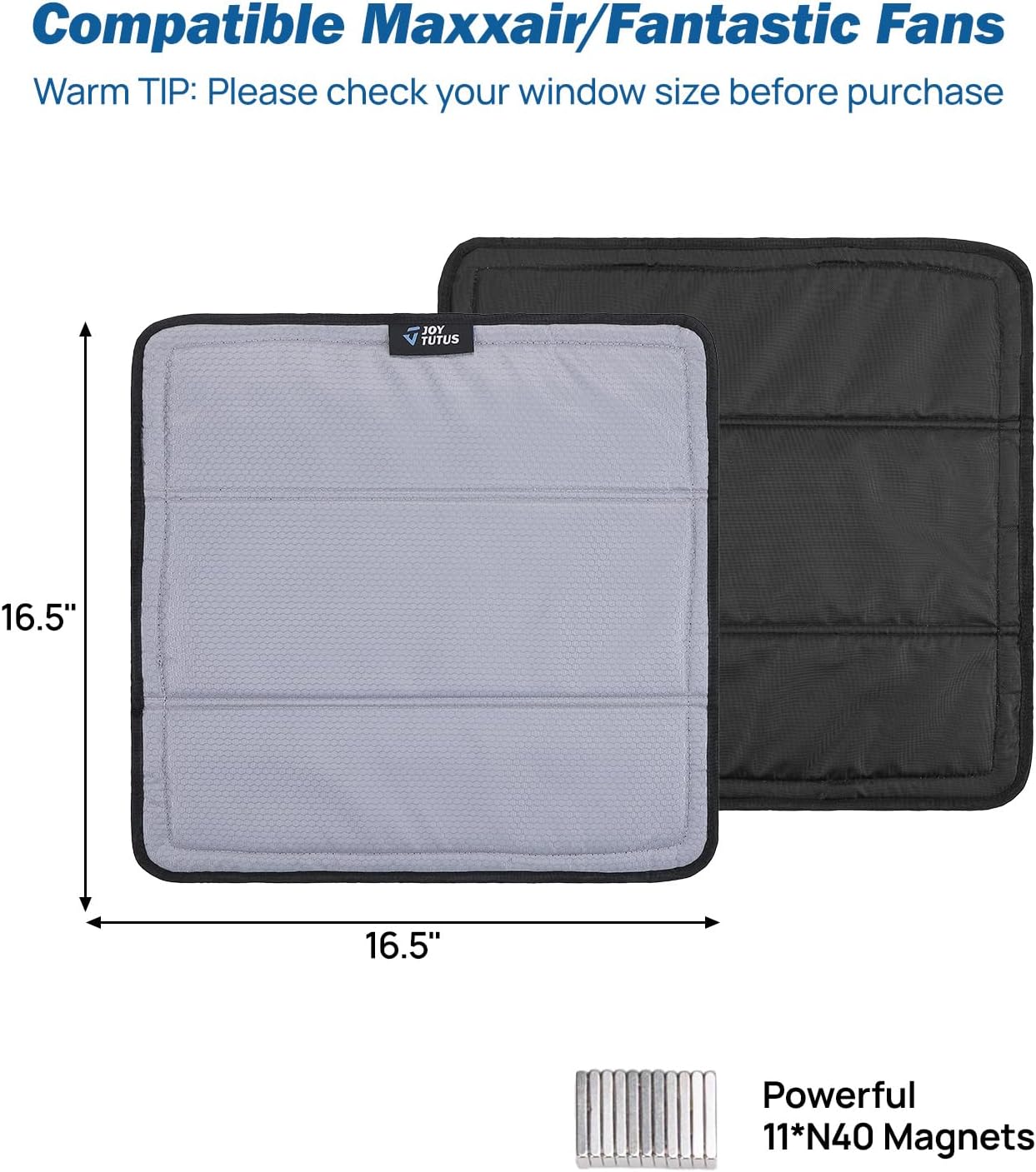 JOYTUTUS Rv Vent Covers for Roof Magnetic Vent Covers Foldable Insulated Blackout Skylight Cover for MaxxAir Fan, Fantastic Fan 16.5" x 16.5" Gray