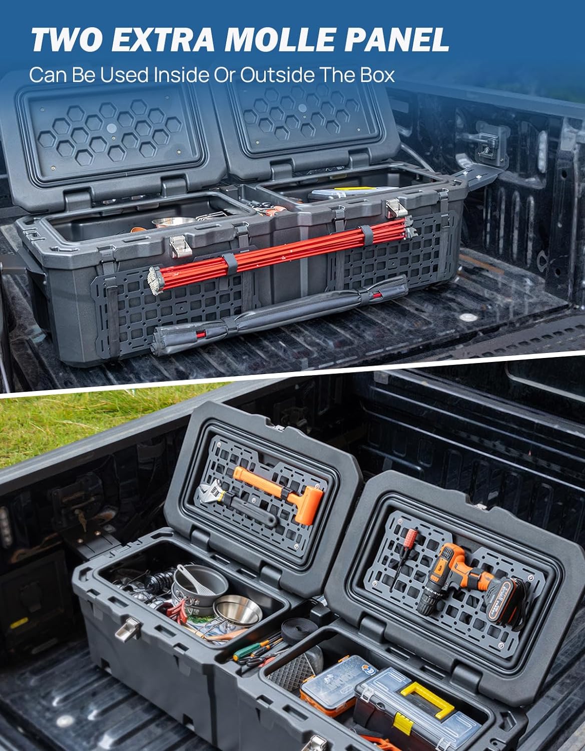 Lockable 160Qt Waterproof Truck Bed Tool Box for Pickup Trucks