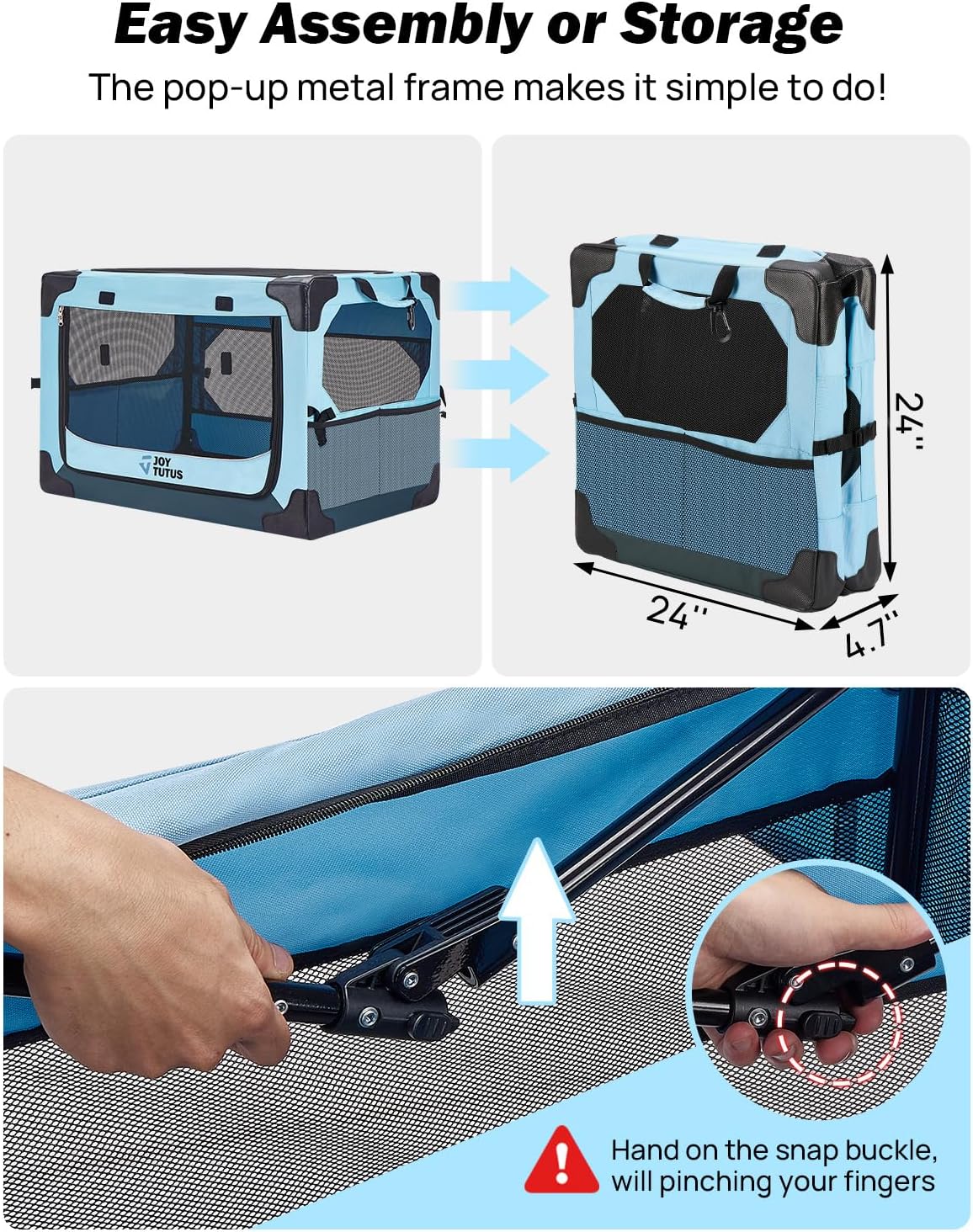 32” Collapsible Dog Crate for Car Travel, Portable Foldable Pet Crate