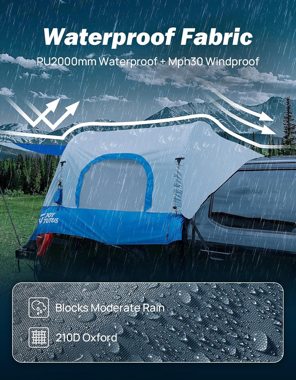 Inflatable Truck Bed Tent with Awning, 30s Quick Setup, Waterproof Roof Shade, 2-Person