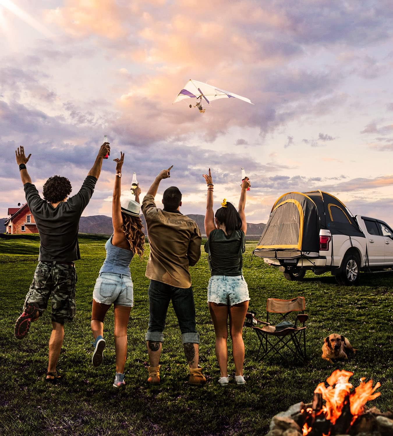 Pickup Truck Tent 2.0, PU2000mm Waterproof Double-Layer, 2-Person