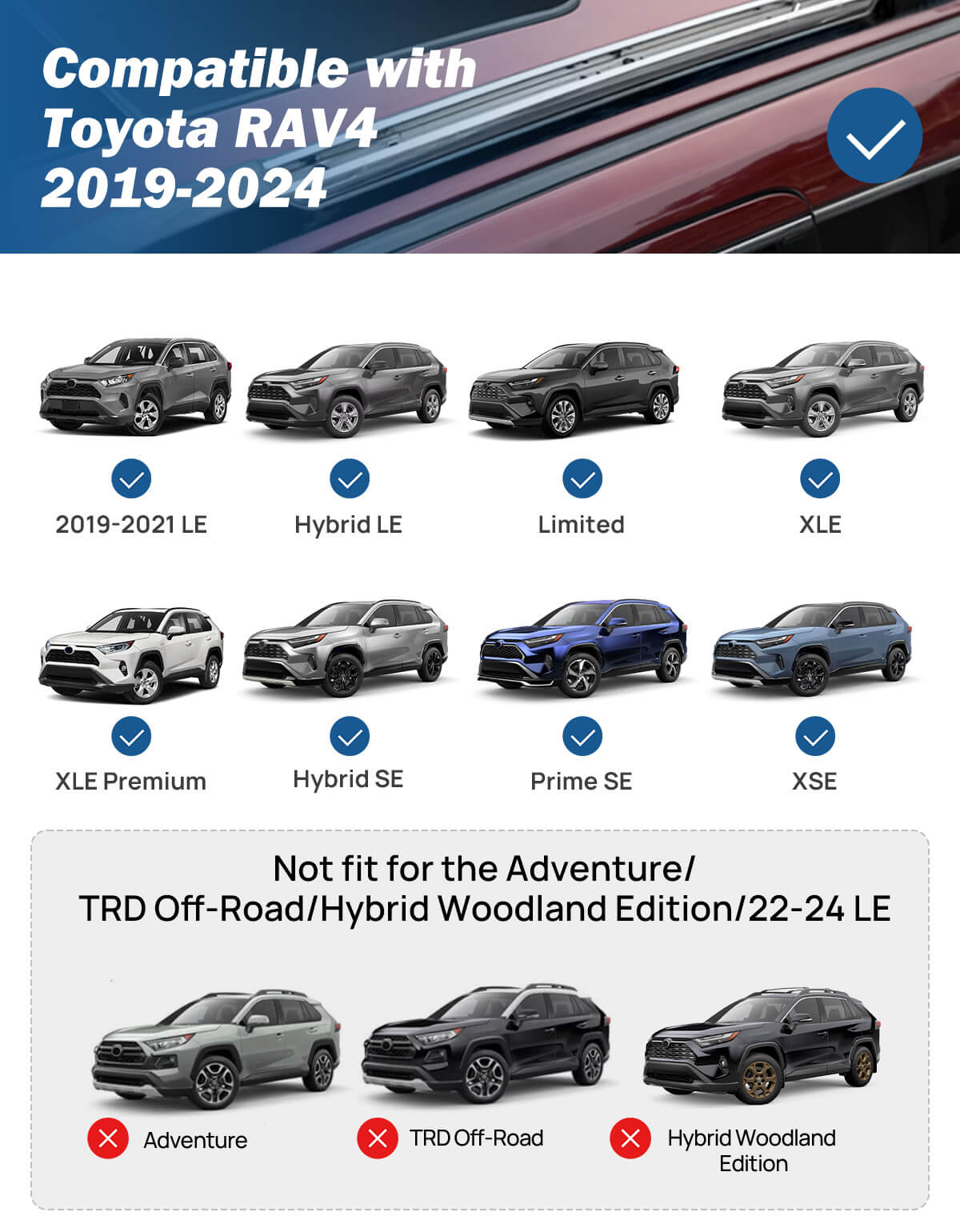 Lockable Roof Rack Cross Bars for RAV4 2019–2026 w/ Side Rails