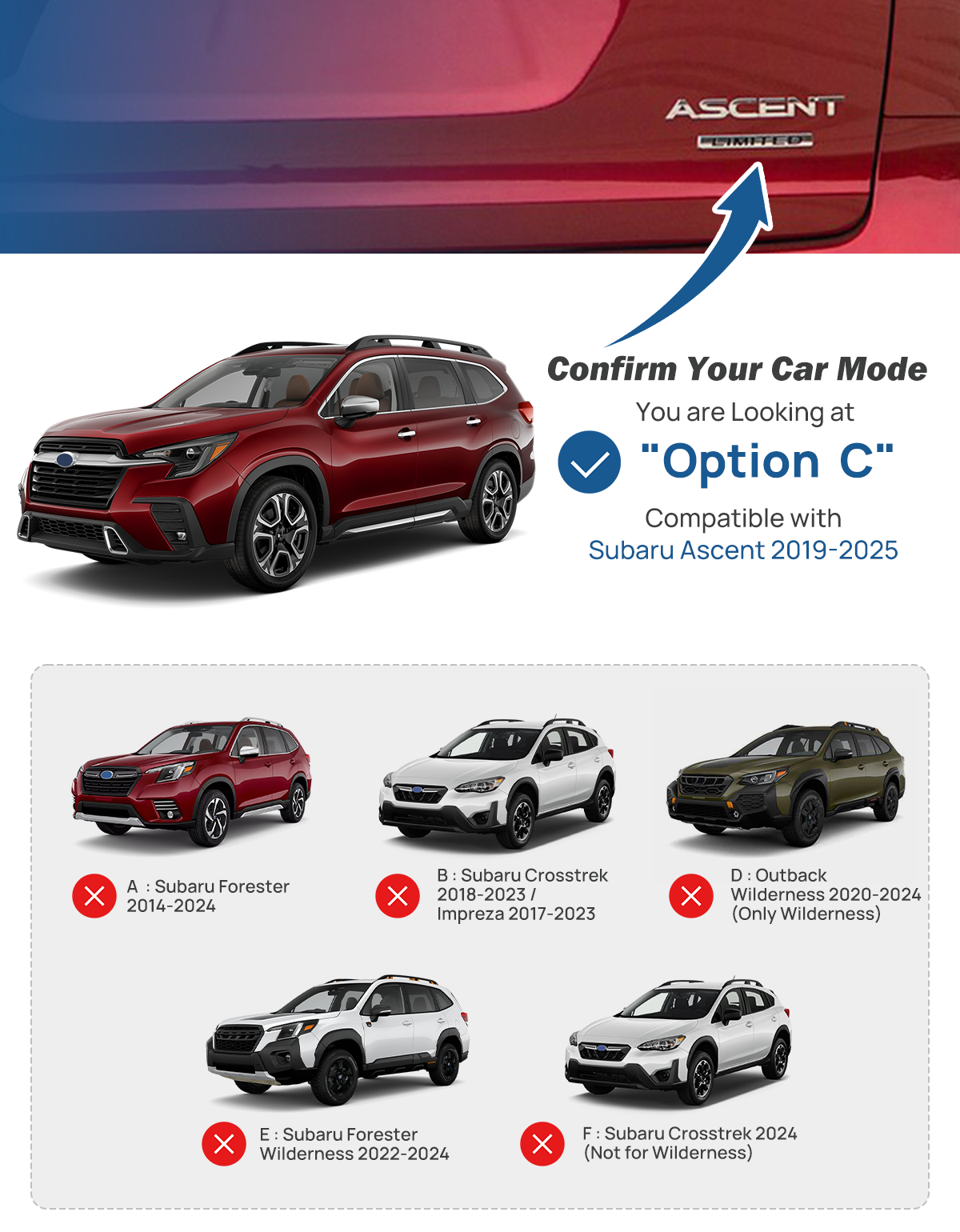 Lockable Roof Rack Cross Bars for Subaru Ascent 2019–2025