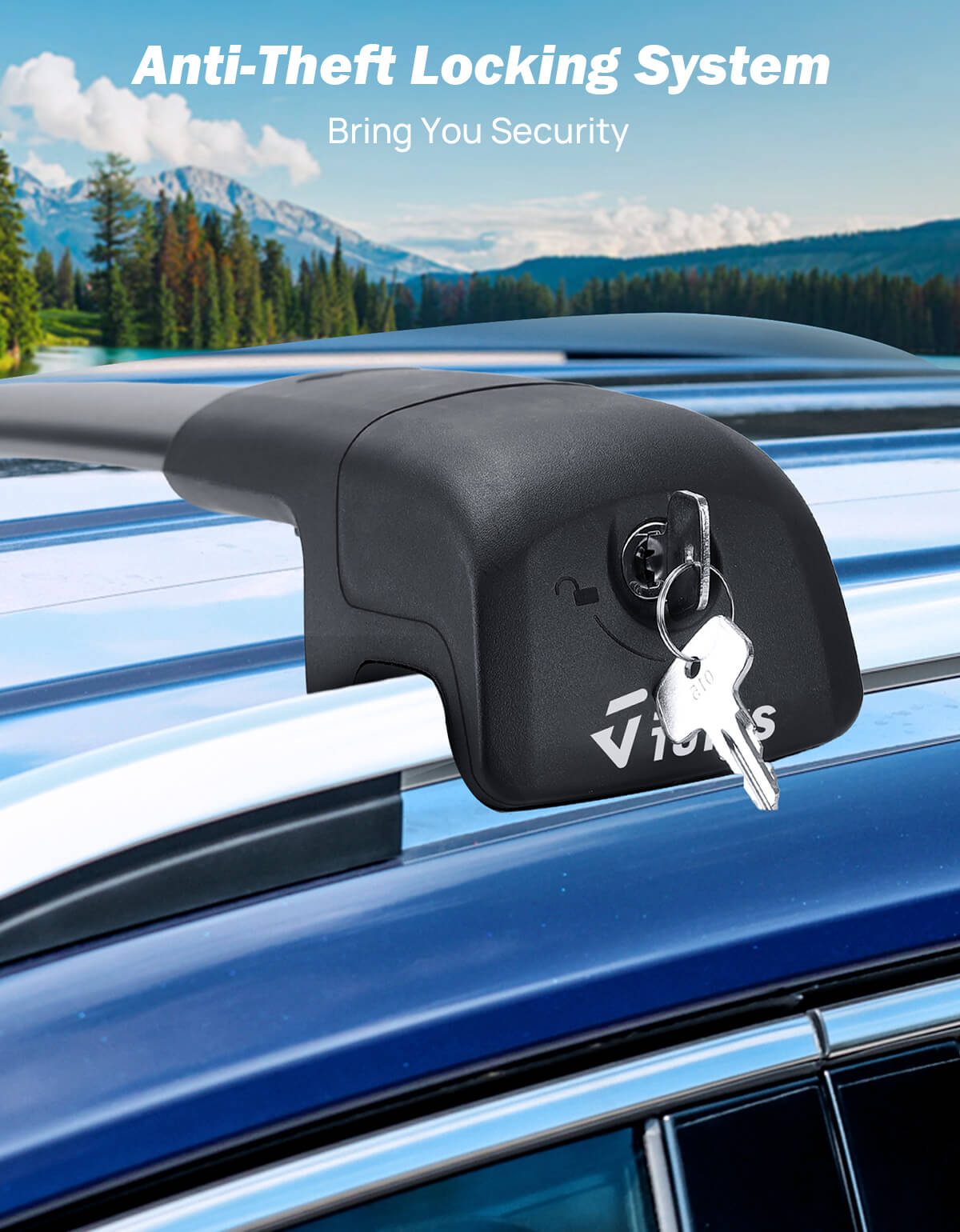 Lockable Roof Rack Cross Bars for VW Tiguan 2018–2024, Anti-Theft