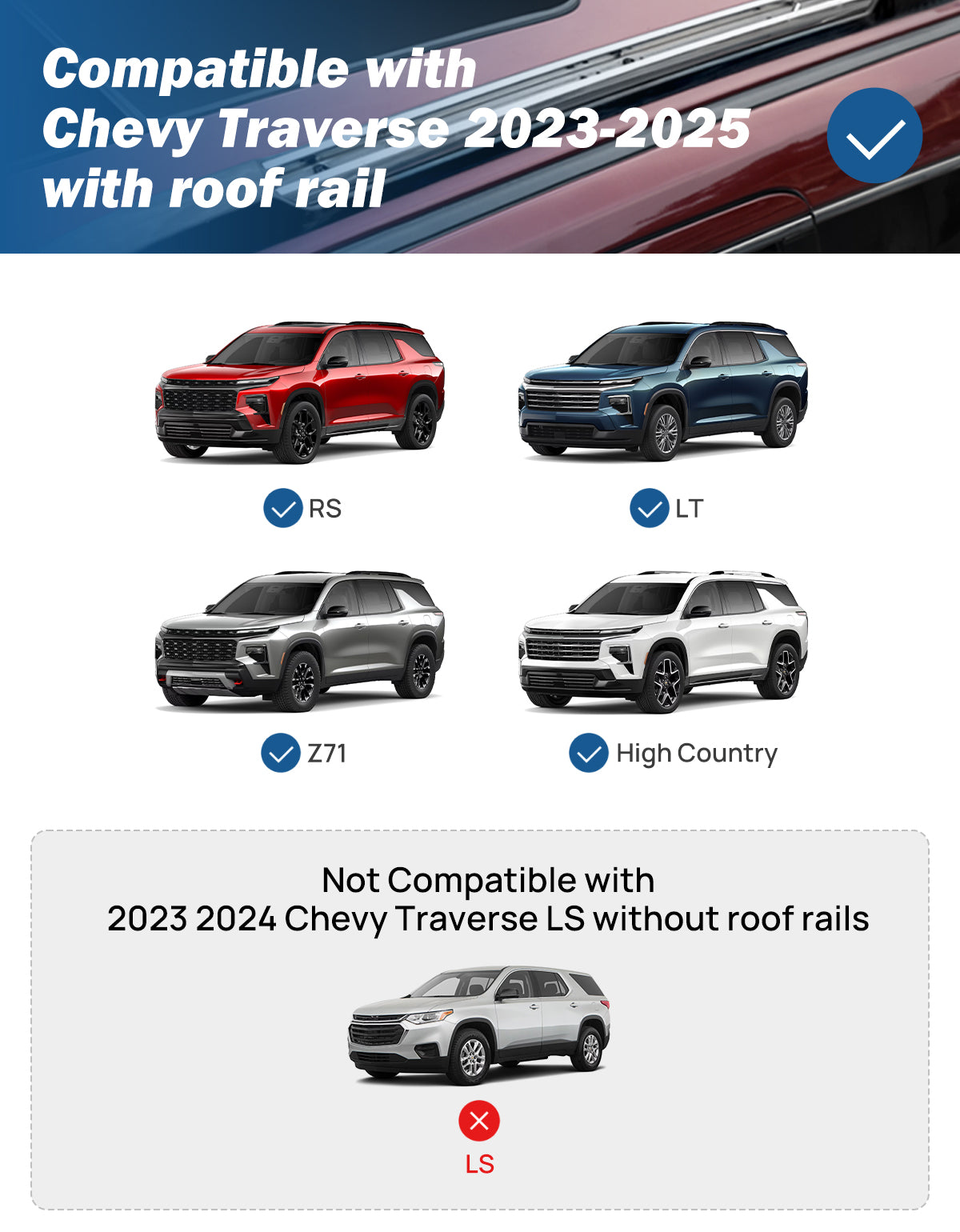 Roof Crossbars for Chevy Traverse 2022–2026