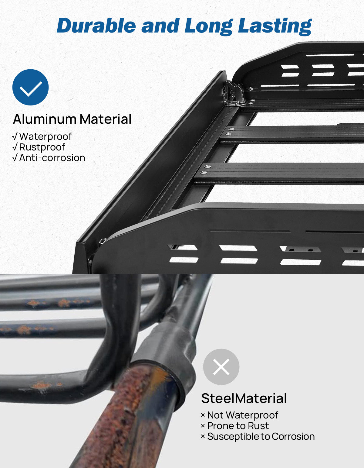 JOYTUTUS Anti-Rust Aluminum Roof Basket 48" X 42" X 6",Collapsible Design,Lightweight Roof Rack Carrier Basket Universal Rooftop,220LBS Load Capacity,for SUV, Truck, Car