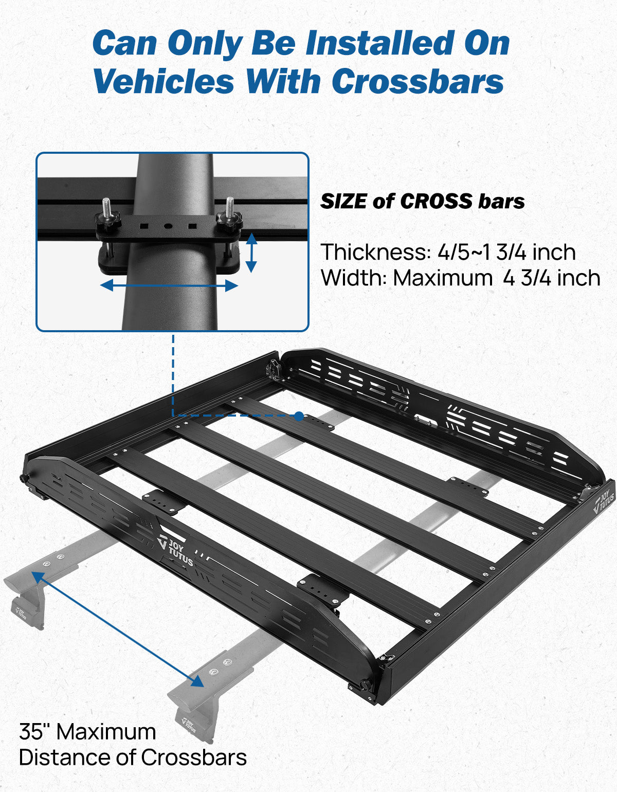 JOYTUTUS Anti-Rust Aluminum Roof Basket 48" X 42" X 6",Collapsible Design,Lightweight Roof Rack Carrier Basket Universal Rooftop,220LBS Load Capacity,for SUV, Truck, Car