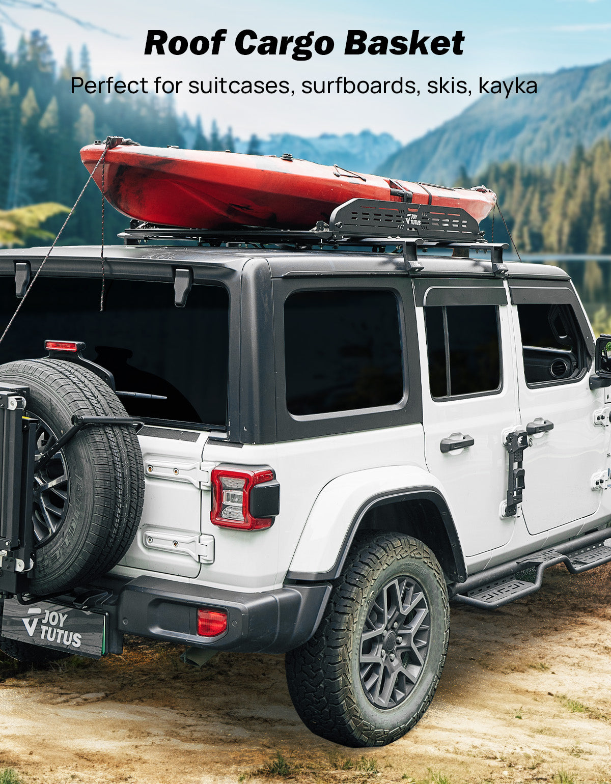 JOYTUTUS Anti-Rust Aluminum Roof Basket 48" X 42" X 6",Collapsible Design,Lightweight Roof Rack Carrier Basket Universal Rooftop,220LBS Load Capacity,for SUV, Truck, Car