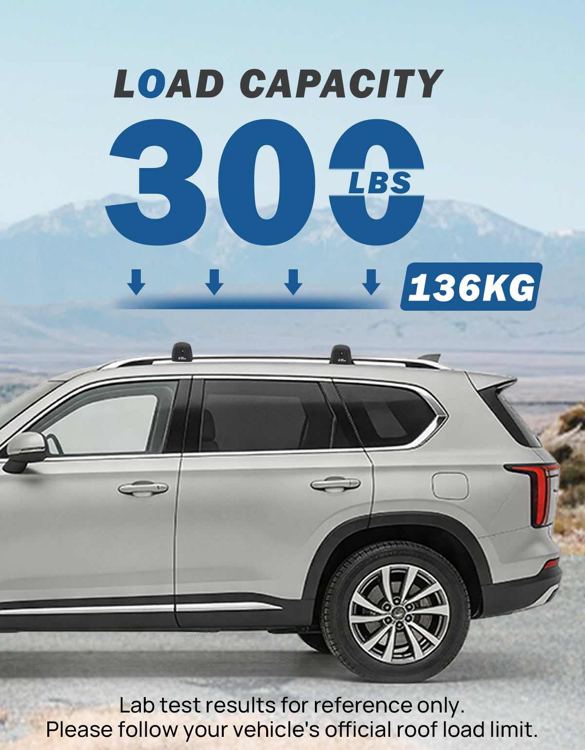 Roof Rack Cross Bars for Hyundai Santa Fe & Hybrid 2024–2026 | 300 lbs Lockable