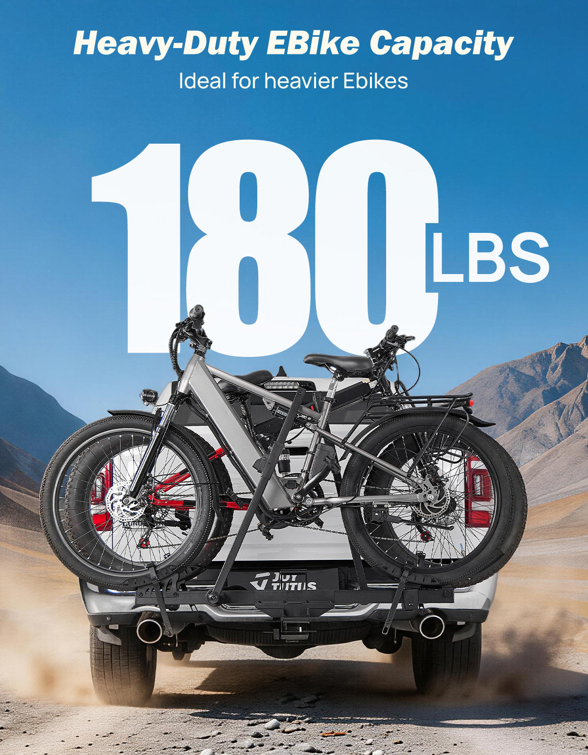 Heavy Duty 2-Bike Hitch E-Bike Rack with Ramp – 180 lbs Capacity for 2" Receiver