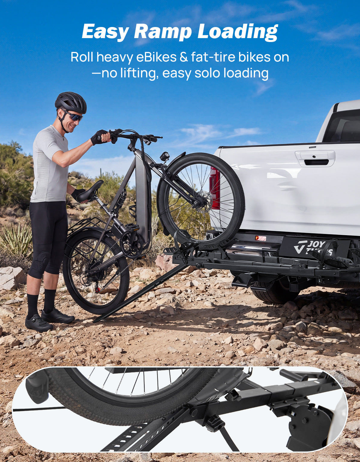 2-Bike Hitch E-Bike Rack – 200 lbs Platform Rack with Ramp for 2" Receiver