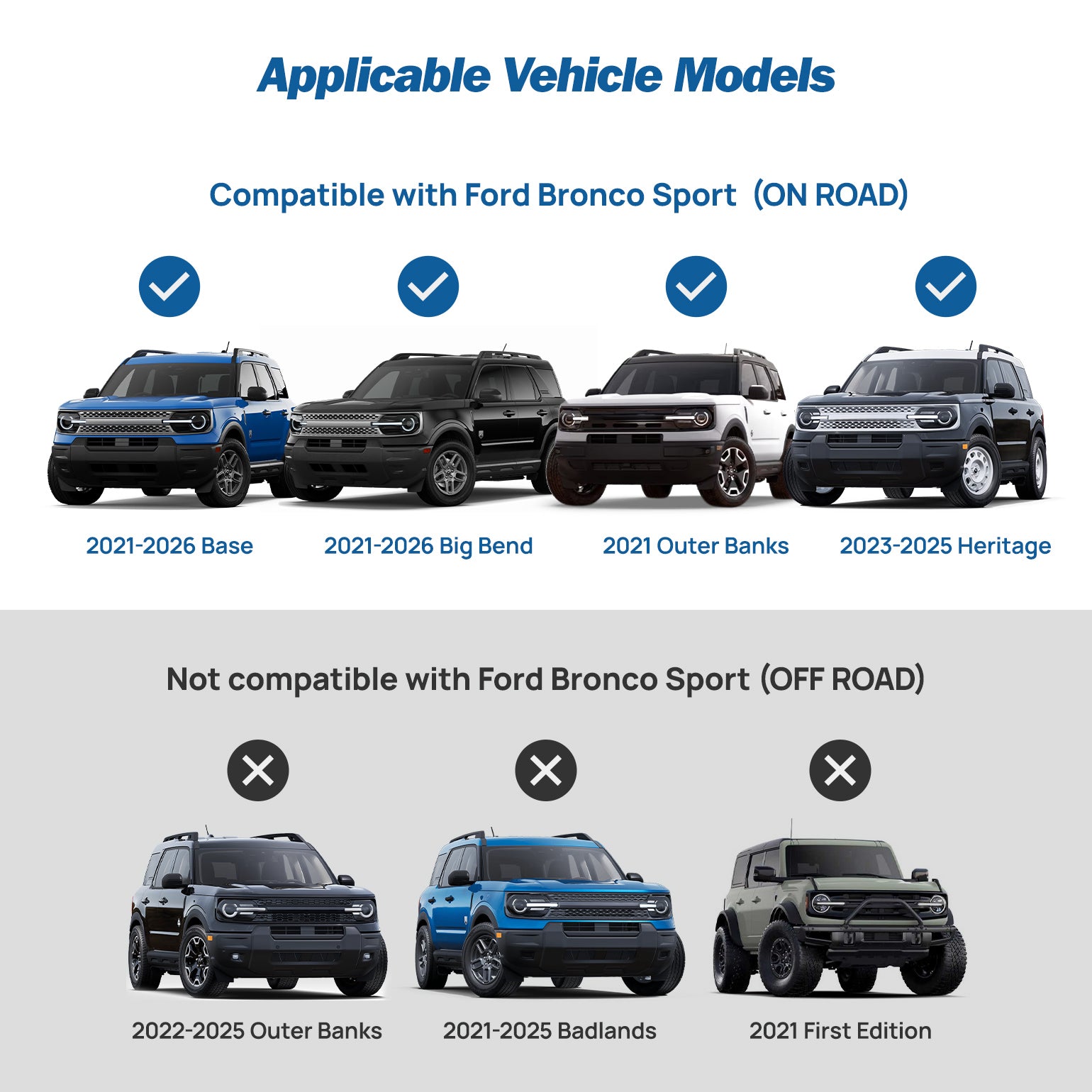 Ford Bronco Sport On Road (2021–2026) Roof Rack Cross Bars – Lockable Aluminum