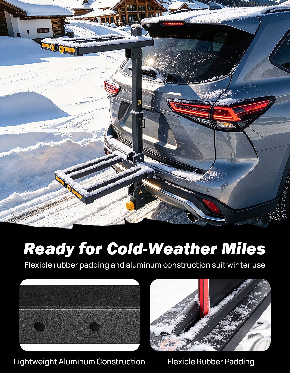 Hitch Ski & Snowboard Rack for 2" Receiver | 120° Tilt, Dual Locking, Holds 6 Pairs of Skis / 4 Snowboards