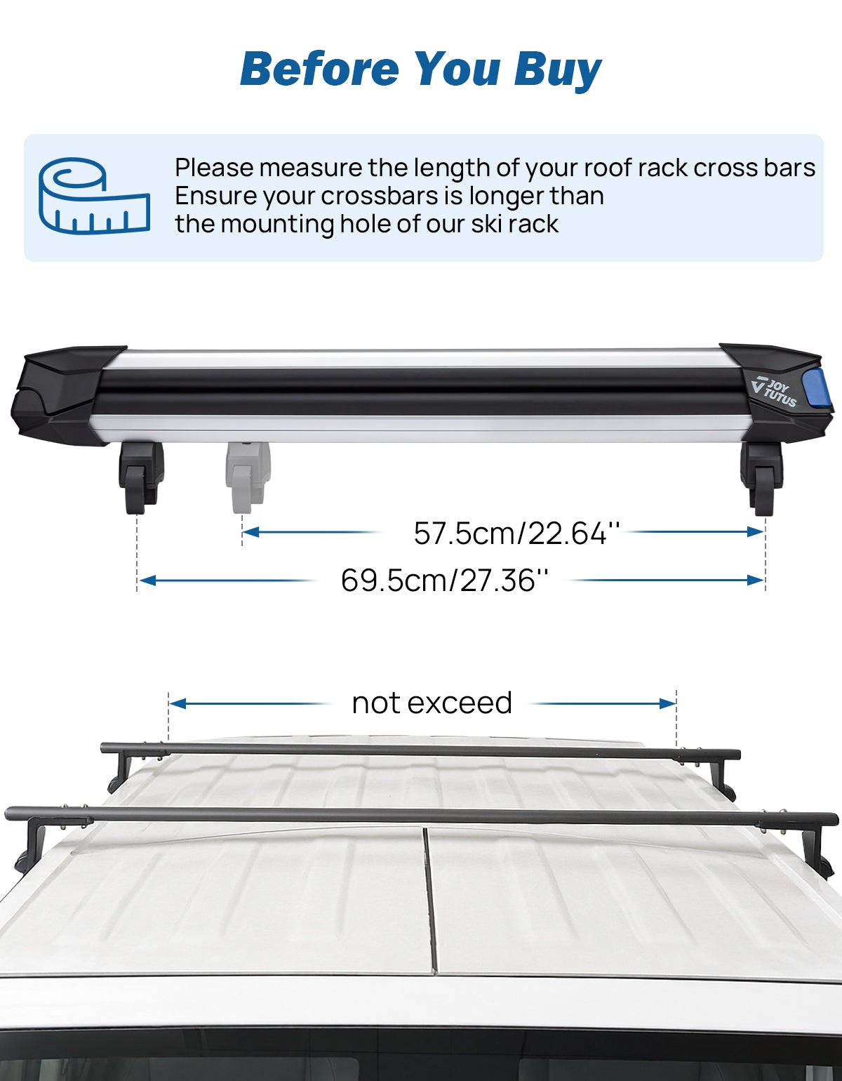 Sliding Ski & Snowboard Roof Rack, Lockable Carrier for 6 Pairs of Skis or 4 Snowboards